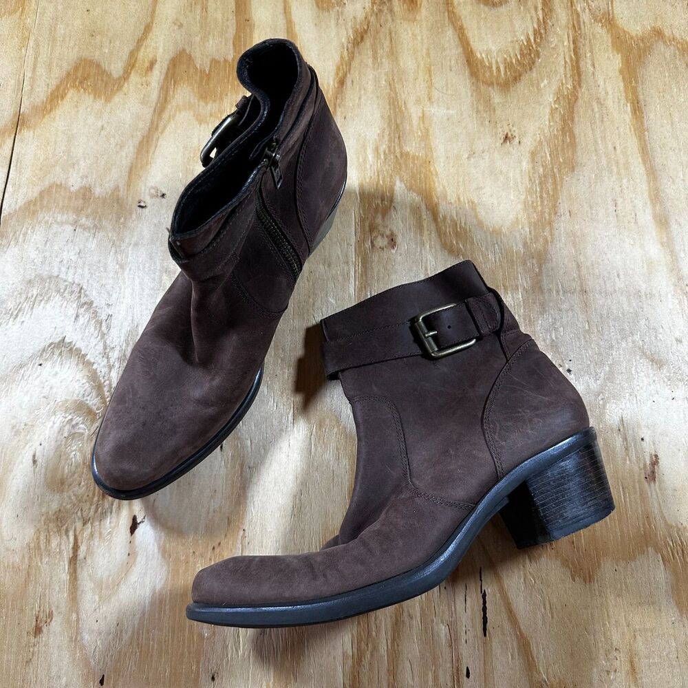 Cole Haan Brown Leather Buckle Ankle Boots - Size 7.5B